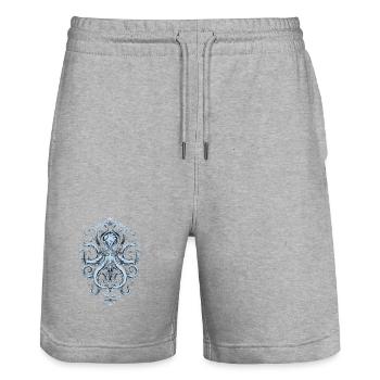 Ornement de pieuvre – Tatouage en bleu clair - Short de jogging bio TRAINER Stanley/Stella unisexe - gris chiné - Devant - Nik (191cm) & Marisol (170cm)