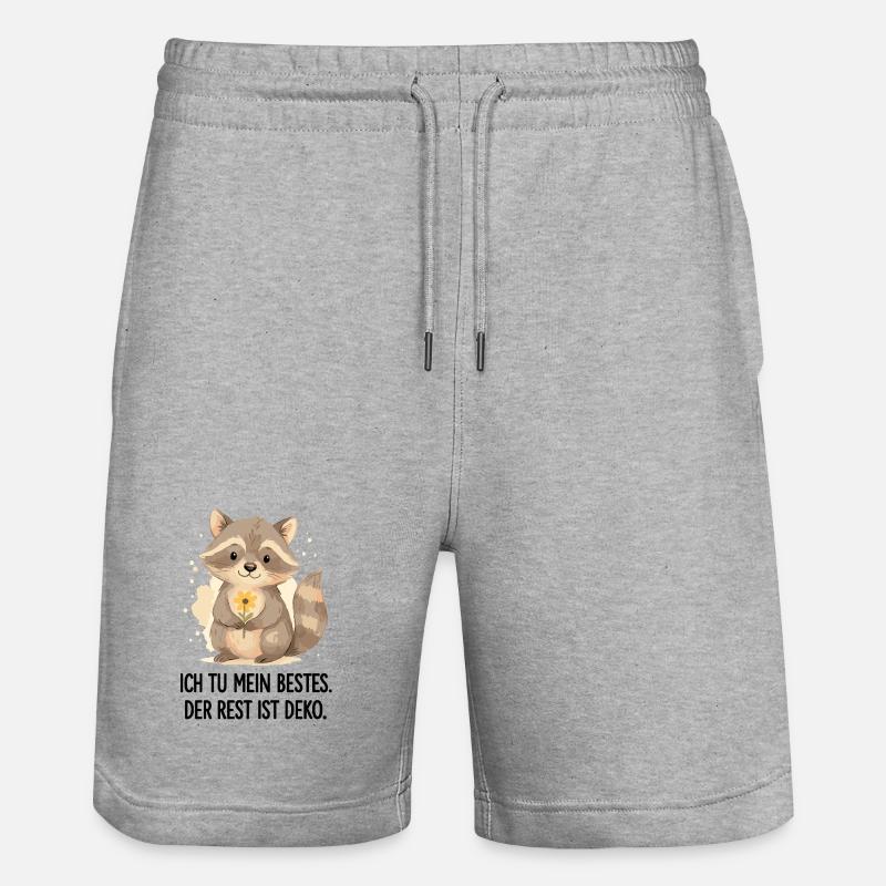 Waschbär mit Blume – Sanft - Stanley/Stella Unisex Bio Joggingshorts Trainer  - Grau meliert