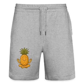 Süßer Ananas Yoga Meditation Entspannung Cartoon - Stanley/Stella Unisex Bio Joggingshorts Trainer  - Grau meliert - Vorne - Nik (191cm) & Marisol (170cm)