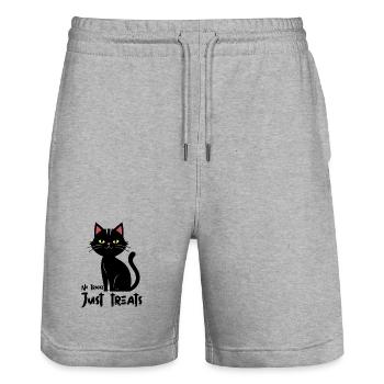 Glowing Cat Silhouette Illustration - Stanley/Stella Trainer Unisex Organic Jogging Shorts - heather grey - Front - Nik (191cm) & Marisol (170cm)