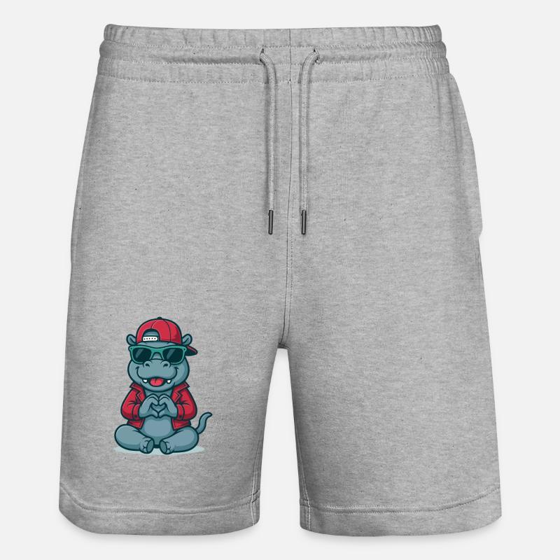 Hippo Heart Style - Stanley/Stella Unisex Bio Joggingshorts Trainer  - Grau meliert