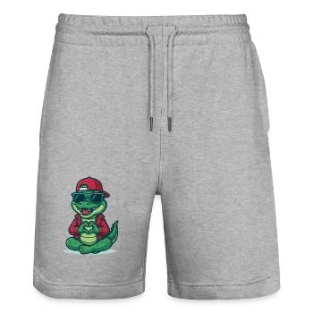 Crocodile Amour Cool - Short de jogging bio TRAINER Stanley/Stella unisexe - gris chiné - Devant - Nik (191cm) & Marisol (170cm)