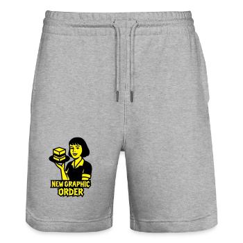 New Graphic Order #1 - Stanley/Stella Unisex Bio Joggingshorts Trainer  - Grau meliert - Vorne - Nik (191cm) & Marisol (170cm)