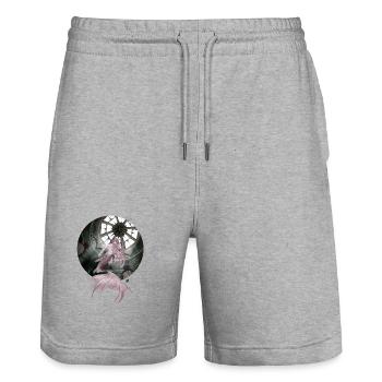 Magische Meerjungfrau im Unterwassertempel - Stanley/Stella Unisex Bio Joggingshorts Trainer  - Grau meliert - Vorne - Nik (191cm) & Marisol (170cm)