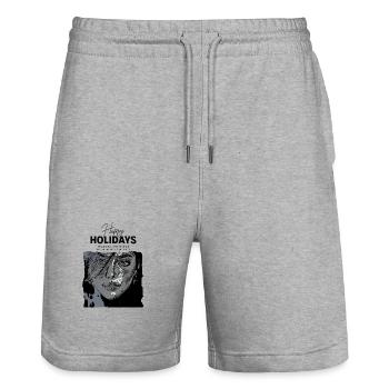 Happy Holidays from NYC - Stanley/Stella Trainer Unisex Organic Jogging Shorts - heather grey - Front - Nik (191cm) & Marisol (170cm)