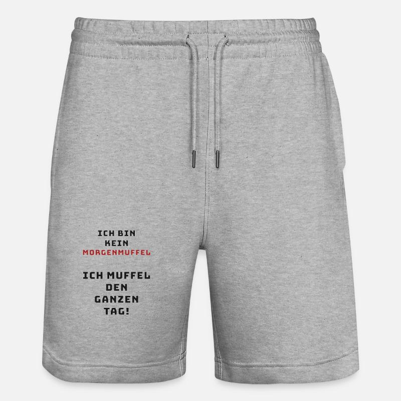 Morgentypisch Spruch, Morgenmuffel - Stanley/Stella Unisex Bio Joggingshorts Trainer  - Grau meliert