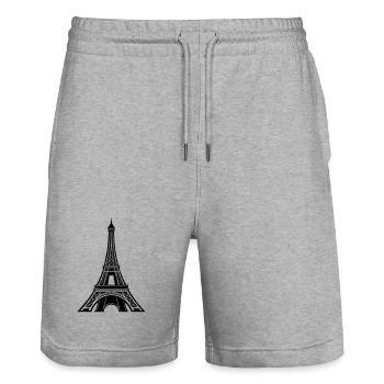 Tour Eiffel Paris - Short de jogging bio TRAINER Stanley/Stella unisexe - gris chiné - Devant - Nik (191cm) & Marisol (170cm)