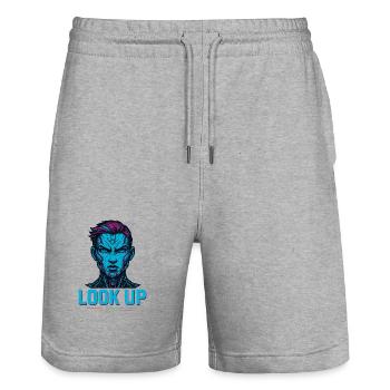 Look robot futuriste - Short de jogging bio TRAINER Stanley/Stella unisexe - gris chiné - Devant - Nik (191cm) & Marisol (170cm)