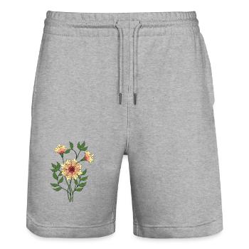 Blumen - Stanley/Stella Unisex Bio Joggingshorts Trainer  - Grau meliert - Vorne - Nik (191cm) & Marisol (170cm)