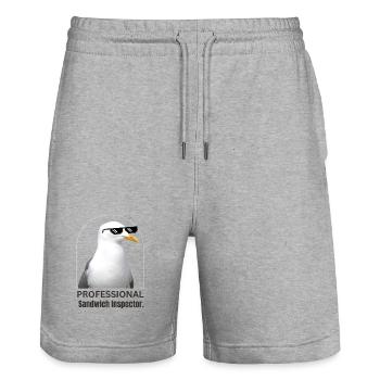 Humorvolle Möwe mit Sonnenbrille T-Shirt - Stanley/Stella Unisex Bio Joggingshorts Trainer  - Grau meliert - Vorne - Nik (191cm) & Marisol (170cm)
