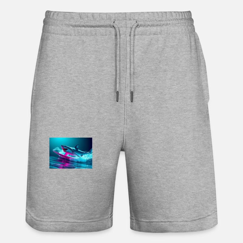 Neon Shark Sprinter Design - Short de jogging bio TRAINER Stanley/Stella unisexe - gris chiné