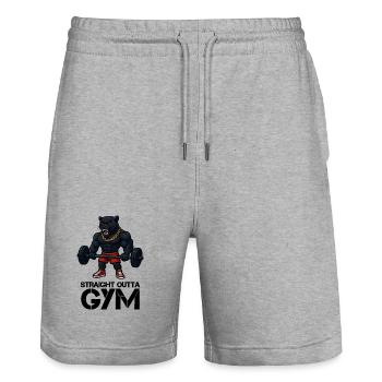 Starkes Panther-Maskottchen mit Gewichtheber - Stanley/Stella Unisex Bio Joggingshorts Trainer  - Grau meliert - Vorne - Nik (191cm) & Marisol (170cm)