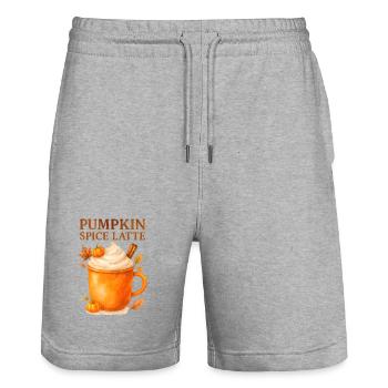 Pumpkin Spice Latte Design - Stanley/Stella Trainer Unisex Organic Jogging Shorts - heather grey - Front - Nik (191cm) & Marisol (170cm)