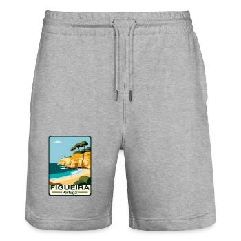 Figueira Küste Portugal - Stanley/Stella Unisex Bio Joggingshorts Trainer  - Grau meliert - Vorne - Nik (191cm) & Marisol (170cm)