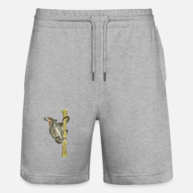 Monkey artwork on tree - Stanley/Stella Trainer Unisex Organic Jogging Shorts - heather grey