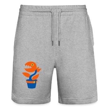 Monster plant - Stanley/Stella Trainer Unisex Organic Jogging Shorts - heather grey - Front - Nik (191cm) & Marisol (170cm)