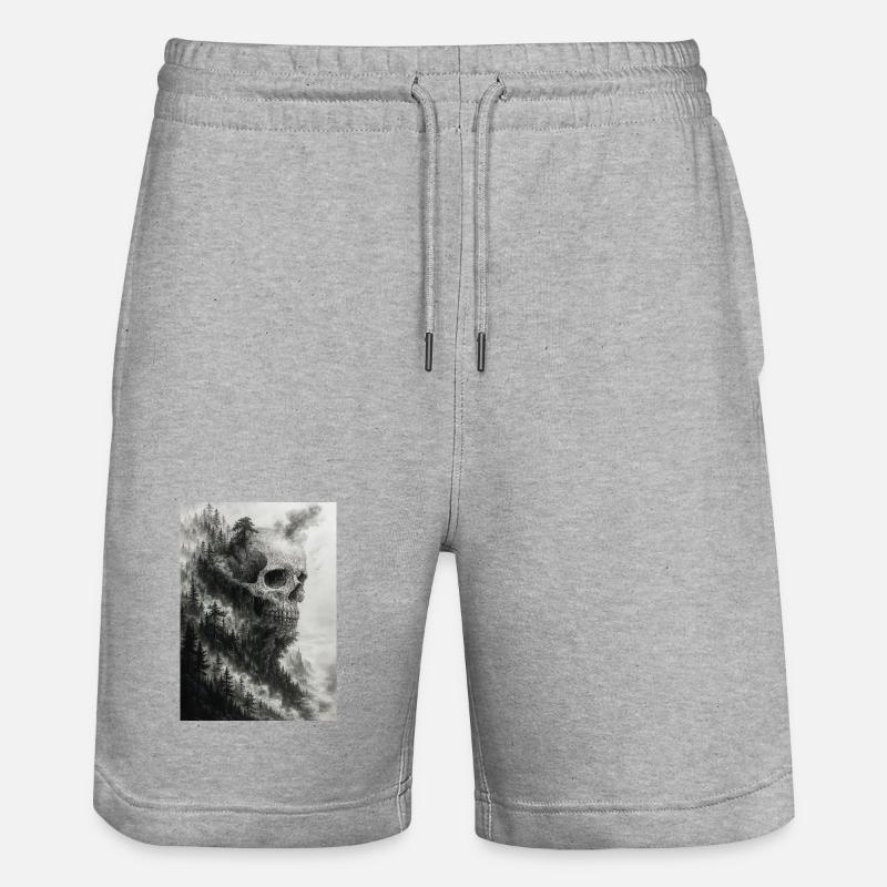 Unheimliche Waldschädel-Illustration - Stanley/Stella Unisex Bio Joggingshorts Trainer - Grau meliert