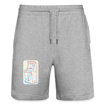 Retro-Arcade-Spiel Rime of the ancient Mariner - Stanley/Stella Unisex Bio Joggingshorts Trainer  - Grau meliert - Vorne - Nik (191cm) & Marisol (170cm)