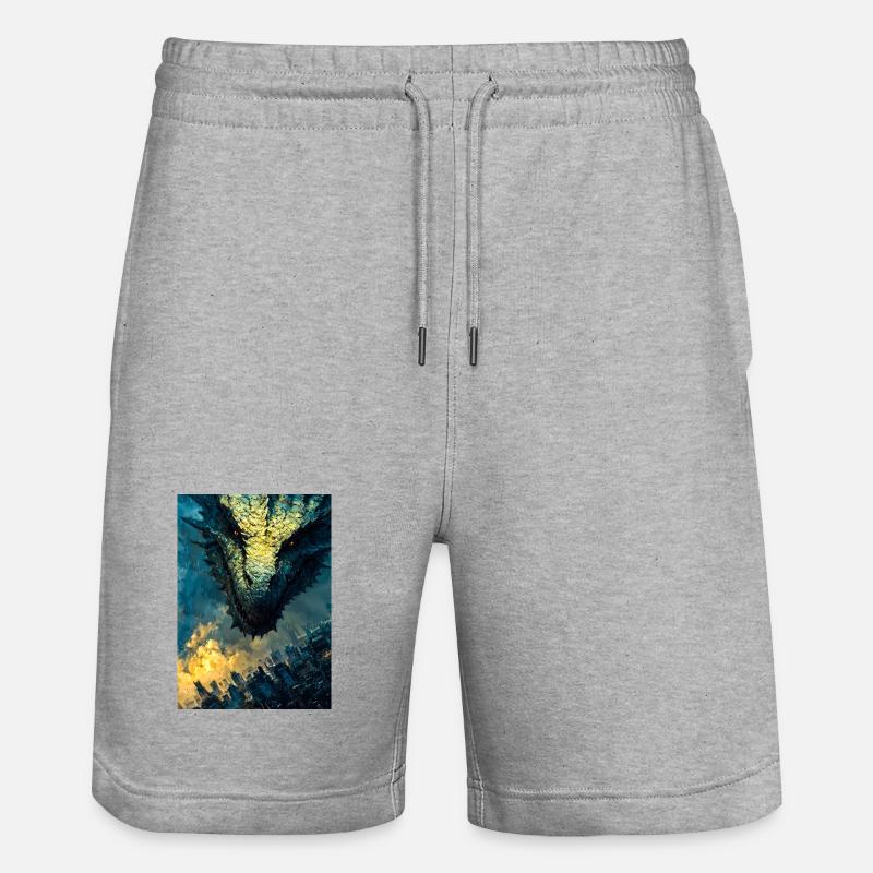 Dragon de tempête sur la ville - Short de jogging bio TRAINER Stanley/Stella unisexe - gris chiné