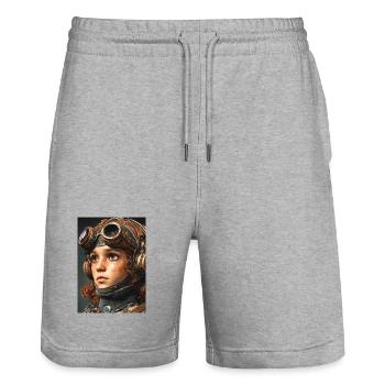 Brille Gaze Steampunk Scout - Stanley/Stella Unisex Bio Joggingshorts Trainer  - Grau meliert - Vorne - Nik (191cm) & Marisol (170cm)