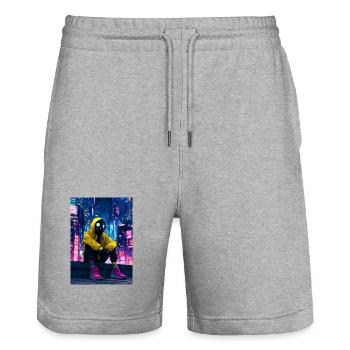 Neon City Cavalier Masqué - Short de jogging bio TRAINER Stanley/Stella unisexe - gris chiné - Devant - Nik (191cm) & Marisol (170cm)