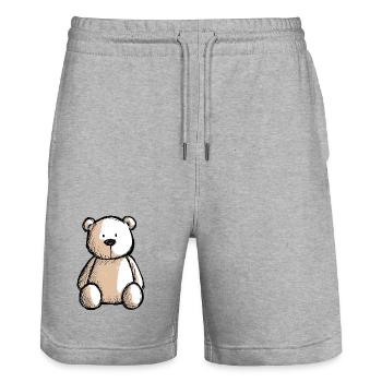 nounours, ours en peluche, petit ourson mignon - Short de jogging bio TRAINER Stanley/Stella unisexe - gris chiné - Devant - Nik (191cm) & Marisol (170cm)