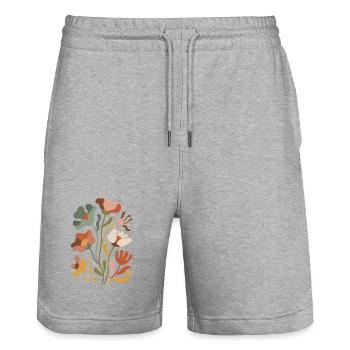 Boho Wildflowers – Blooming Harmony - Stanley/Stella Trainer Unisex Organic Jogging Shorts - heather grey - Front - Nik (191cm) & Marisol (170cm)