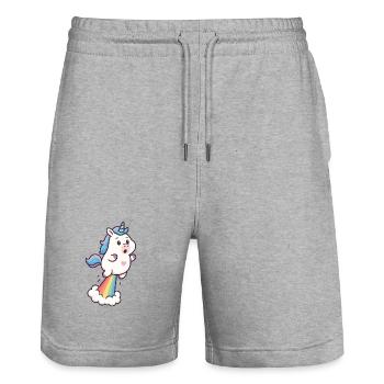 Licorne magique – Humour mignon et arc-en-ciel - Short de jogging bio TRAINER Stanley/Stella unisexe - gris chiné - Devant - Nik (191cm) & Marisol (170cm)