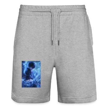 Fantasy Azure Flame - Stanley/Stella Trainer Unisex Organic Jogging Shorts - heather grey - Front - Nik (191cm) & Marisol (170cm)