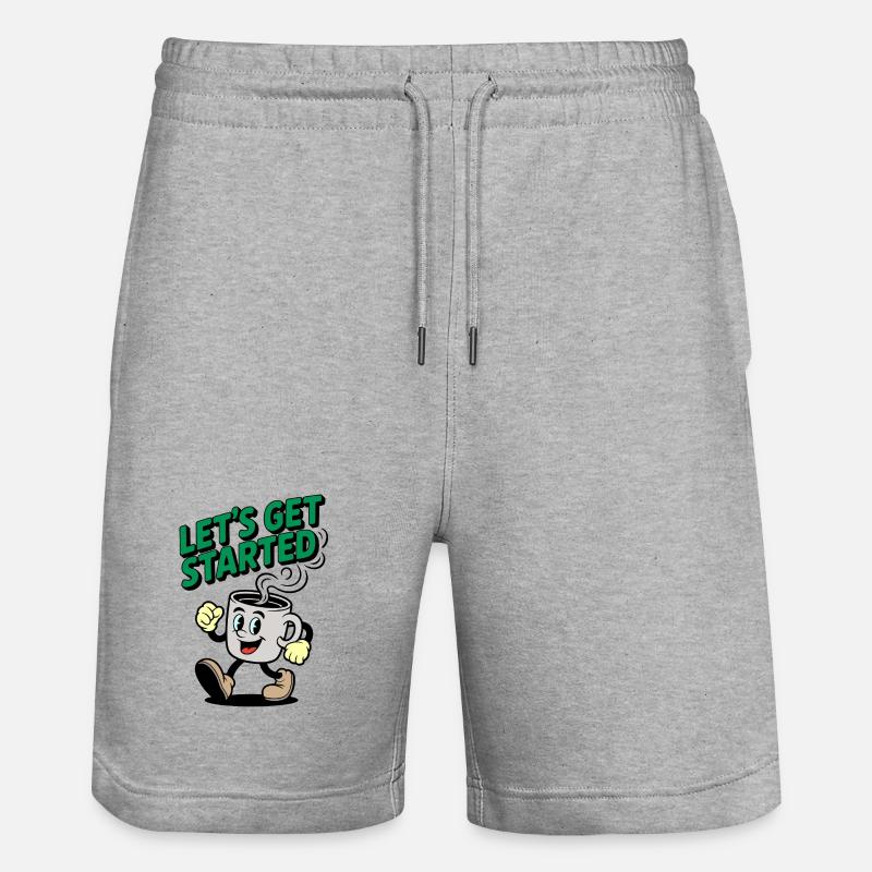 Lets Get Started Kaffee Motiv - Stanley/Stella Unisex Bio Joggingshorts Trainer  - Grau meliert