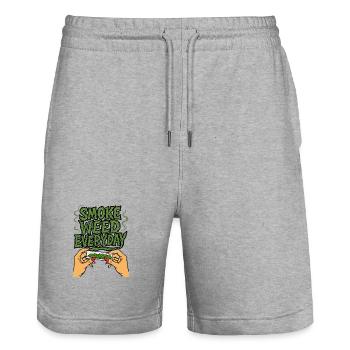 Everyday Smoke Funny Green Style - Short de jogging bio TRAINER Stanley/Stella unisexe - gris chiné - Devant - Nik (191cm) & Marisol (170cm)