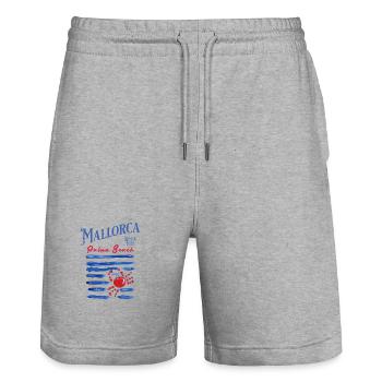 Mallorca 2022 Palma Strandkrabbe - Stanley/Stella Unisex Bio Joggingshorts Trainer  - Grau meliert - Vorne - Nik (191cm) & Marisol (170cm)