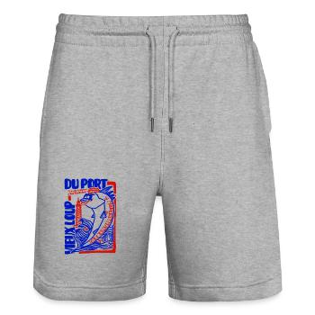 Vieux Marin du Port Rouge et Bleu Nautique - Short de jogging bio TRAINER Stanley/Stella unisexe - gris chiné - Devant - Nik (191cm) & Marisol (170cm)
