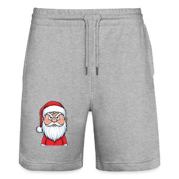 Wütender Weihnachtsmann Lustiger Cartoon - Stanley/Stella Unisex Bio Joggingshorts Trainer  - Grau meliert - Vorne - Nik (191cm) & Marisol (170cm)