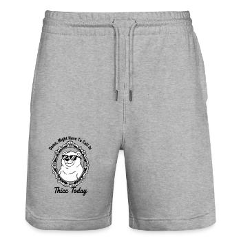 Chill Bear in prunkvollem Rahmen - Stanley/Stella Unisex Bio Joggingshorts Trainer  - Grau meliert - Vorne - Nik (191cm) & Marisol (170cm)