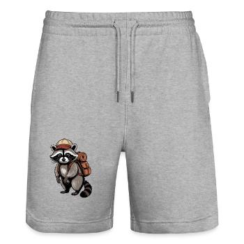 Waschbär Trekking-Design - Stanley/Stella Unisex Bio Joggingshorts Trainer  - Grau meliert - Vorne - Nik (191cm) & Marisol (170cm)