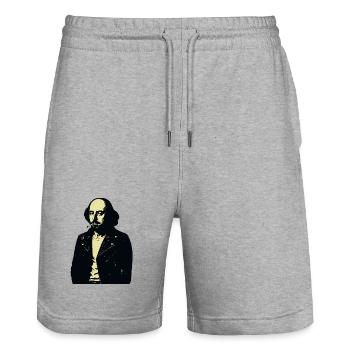 William Shakespeare Midnight Rebel Portrait - Stanley/Stella Trainer Unisex Organic Jogging Shorts - heather grey - Front - Nik (191cm) & Marisol (170cm)
