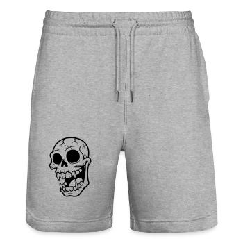 Mad Vampire Skull - Stanley/Stella Trainer Unisex Organic Jogging Shorts - heather grey - Front - Nik (191cm) & Marisol (170cm)