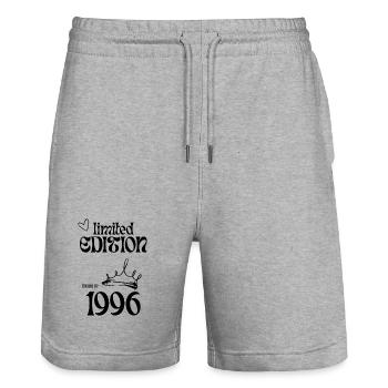 Cadeau pour le 30e anniversaire - Short de jogging bio TRAINER Stanley/Stella unisexe - gris chiné - Devant - Nik (191cm) & Marisol (170cm)