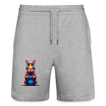 Rabbit Games Animal Video Games Fun - Stanley/Stella Trainer Unisex Organic Jogging Shorts - heather grey - Front - Nik (191cm) & Marisol (170cm)