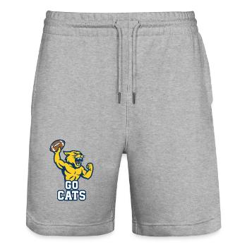 Go Cats Football Wildcat Mascot Power Design - Stanley/Stella Trainer Unisex Organic Jogging Shorts - heather grey - Front - Nik (191cm) & Marisol (170cm)