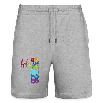 Daycare Beginners 2026 - Stanley/Stella Trainer Unisex Organic Jogging Shorts - heather grey - Front - Nik (191cm) & Marisol (170cm)