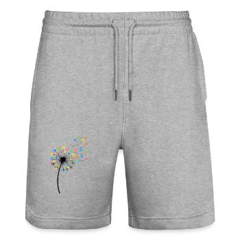 Colorful birds in the wind of dandelions - Stanley/Stella Trainer Unisex Organic Jogging Shorts - heather grey - Front - Nik (191cm) & Marisol (170cm)