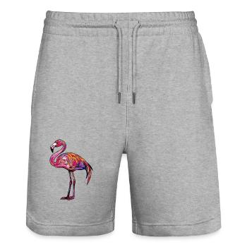 Flamingo Bunt - Stanley/Stella Unisex Bio Joggingshorts Trainer  - Grau meliert - Vorne - Nik (191cm) & Marisol (170cm)