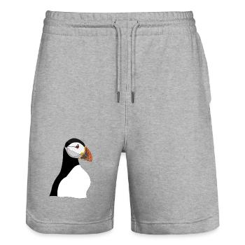 Puffin Head Print - Stanley/Stella Trainer Unisex Organic Jogging Shorts - heather grey - Front - Nik (191cm) & Marisol (170cm)