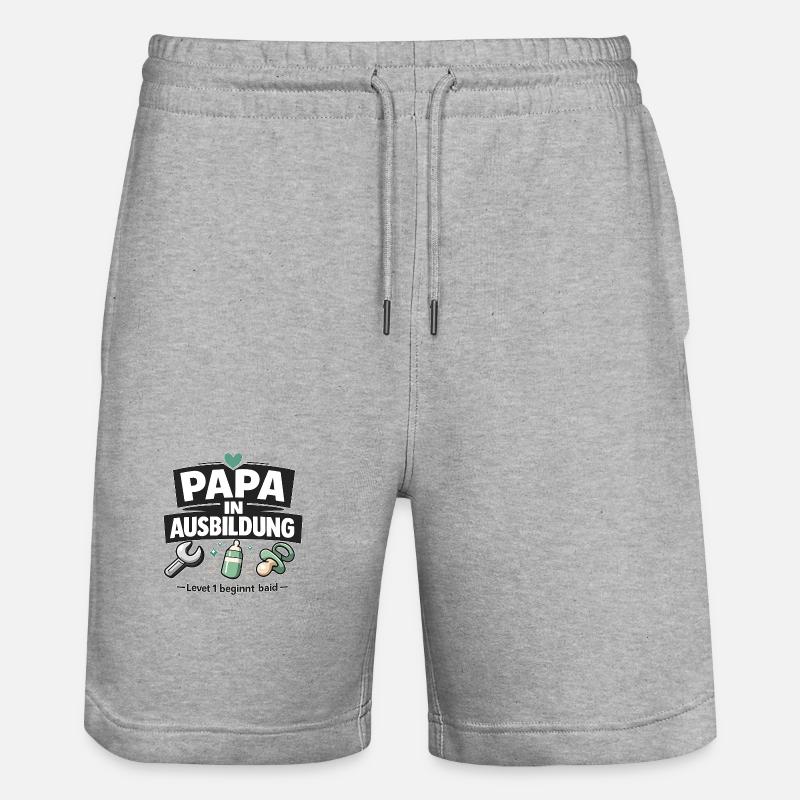 Dad in Training Level 1 - Stanley/Stella Trainer Unisex Organic Jogging Shorts - heather grey