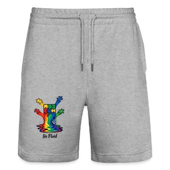 Illustration de l’énigme de l’autisme : Fondre l’arc-en-ciel - Short de jogging bio TRAINER Stanley/Stella unisexe - gris chiné - Devant - Nik (191cm) & Marisol (170cm)