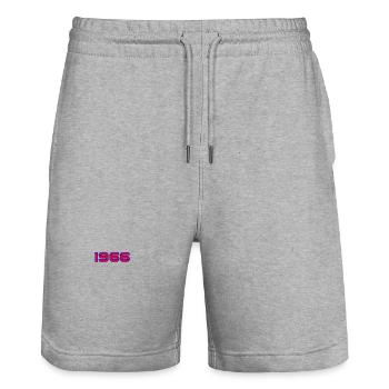 1966 Retro Neon Typography - Stanley/Stella Trainer Unisex Organic Jogging Shorts - heather grey - Front - Nik (191cm) & Marisol (170cm)