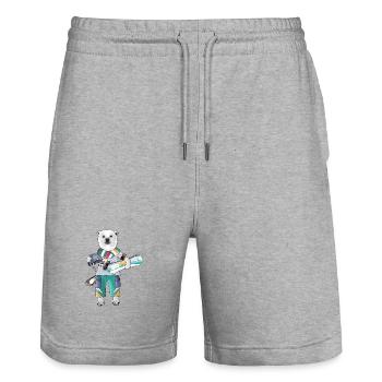 Polar Rider Polar Bear - Stanley/Stella Trainer Unisex Organic Jogging Shorts - heather grey - Front - Nik (191cm) & Marisol (170cm)