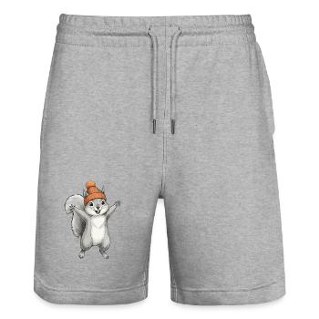 Écureuil avec un bonnet - Short de jogging bio TRAINER Stanley/Stella unisexe - gris chiné - Devant - Nik (191cm) & Marisol (170cm)